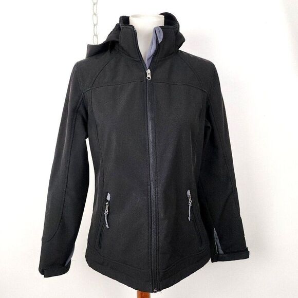 Free Country Fleece Lined Softshell Water Resistant Jacket Black Womens Small - Picture 1 of 8